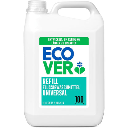 300472 - ECOVER Detergjent universal për larje rrobash, 5L, me aromë hibiscus dhe jasemini, detergjent i lëngshëm me përbërës me bazë bimore