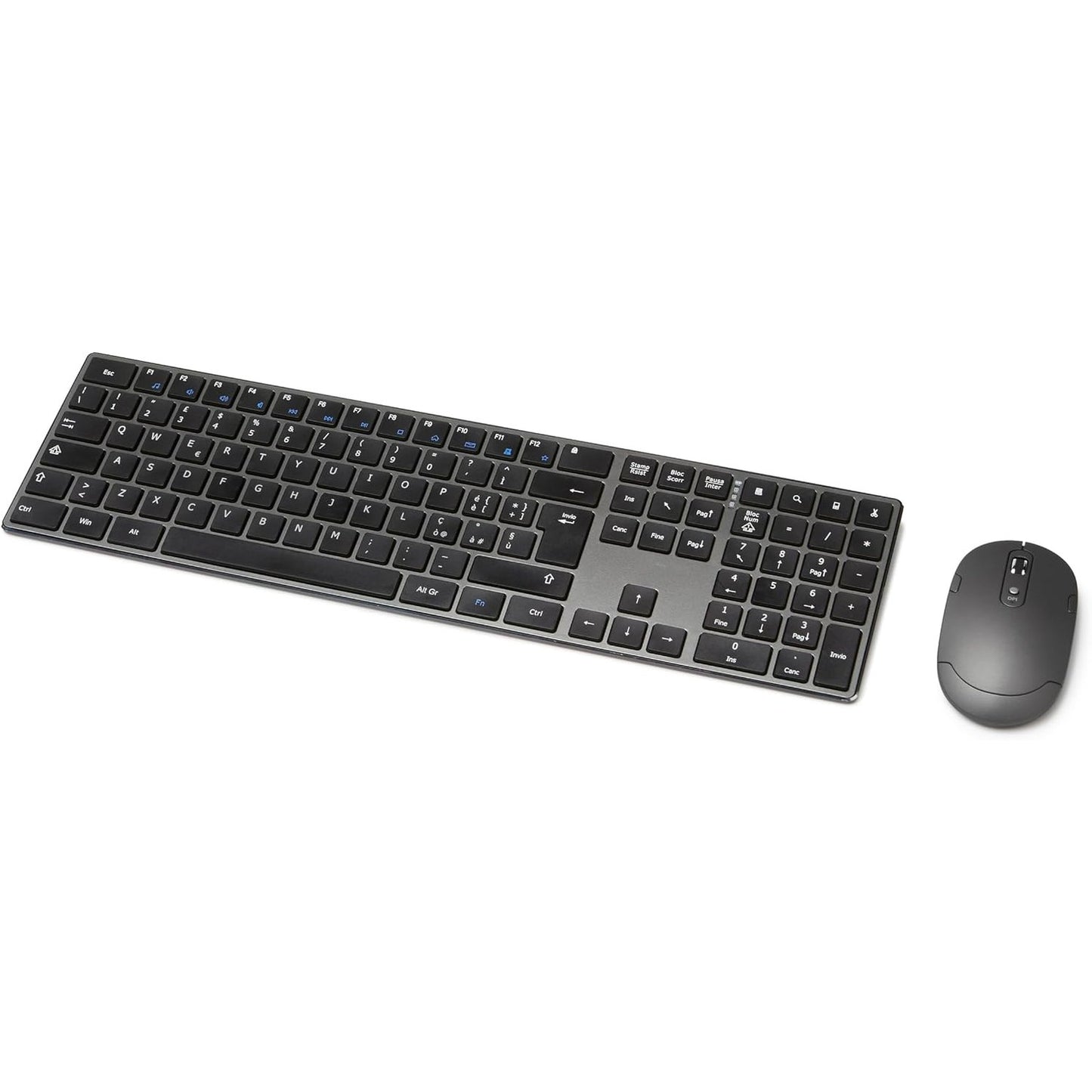 266611 - Amazon Basics Maus pa tel i rikarikueshëm, tastierë ultra e hollë, e qetë me madhësi të plotë dhe tastierë numerike, e zezë