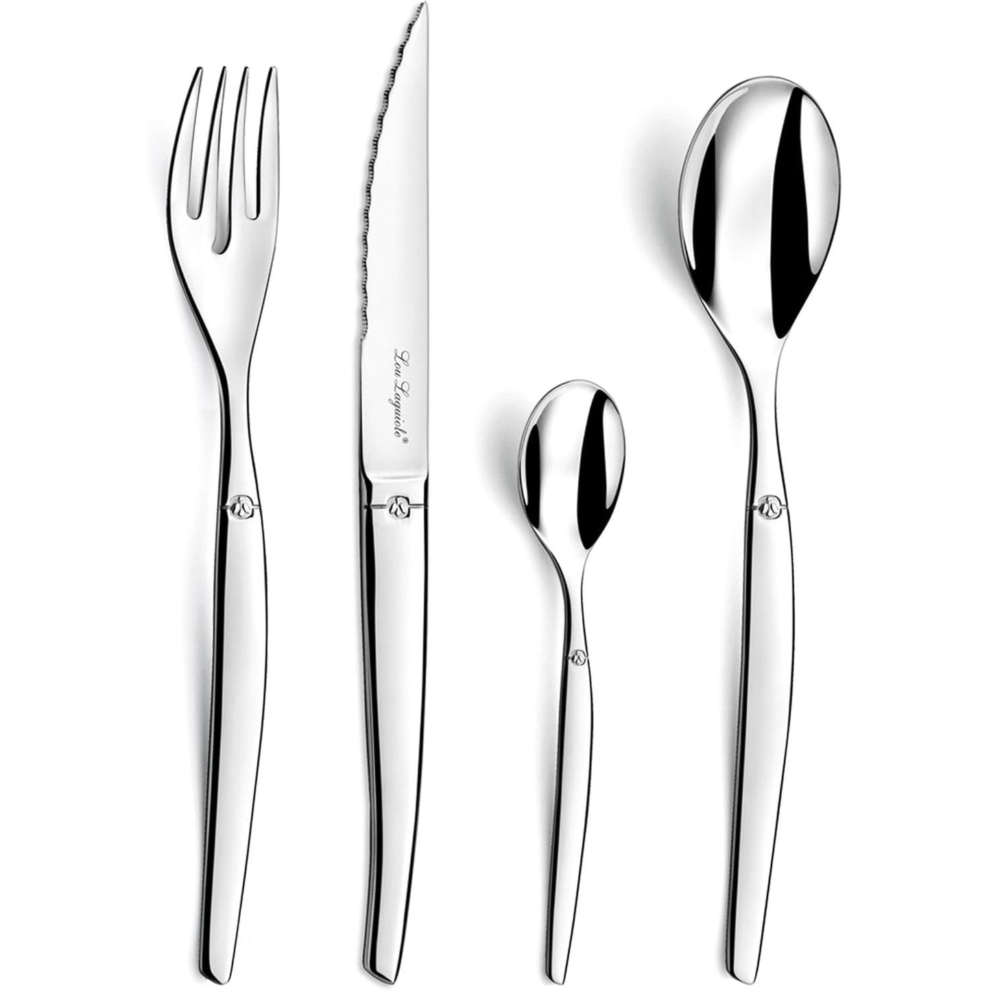 213744 - LOU LAGUIOLE Set takëmesh me 24 pjesë për 6 persona - Jet - çelik inox 18/0, me përfundim të lëmuar