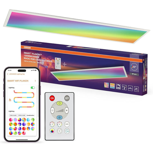 191133 - OSRAM SMART - Panel Dritë LED + WIFI PLANON MAGIC, 36W, 3600lm, Ngjyrë e Bardhë, me Errësim dhe Efekt Dinamik Magic-RGB, Gjetëgjatësi e Madhe, Kontrollohet nga Aplikacioni, Instalim i Lehtë, 2700-6500K