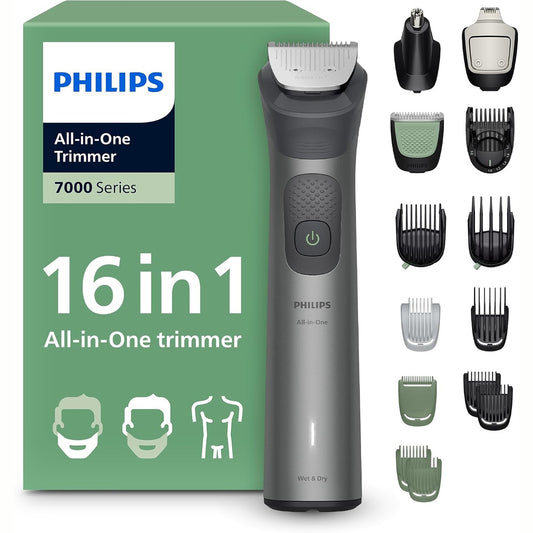 315595 - PHILIPS Makinë prerëse flokësh dhe mjekre Multigroom Series 7000 MG7931/15, 16 pjesë, tehe metalike vetëmprehëse, 21 cilësime gjatësie (0.5-16 mm)