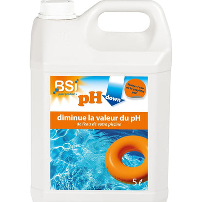 322441 - BSI pH Minus, lëng 5L, për të ulur dhe stabilizuar potencialin e hidrogjenit të ujit, ideal për pishina dhe spa, Blu