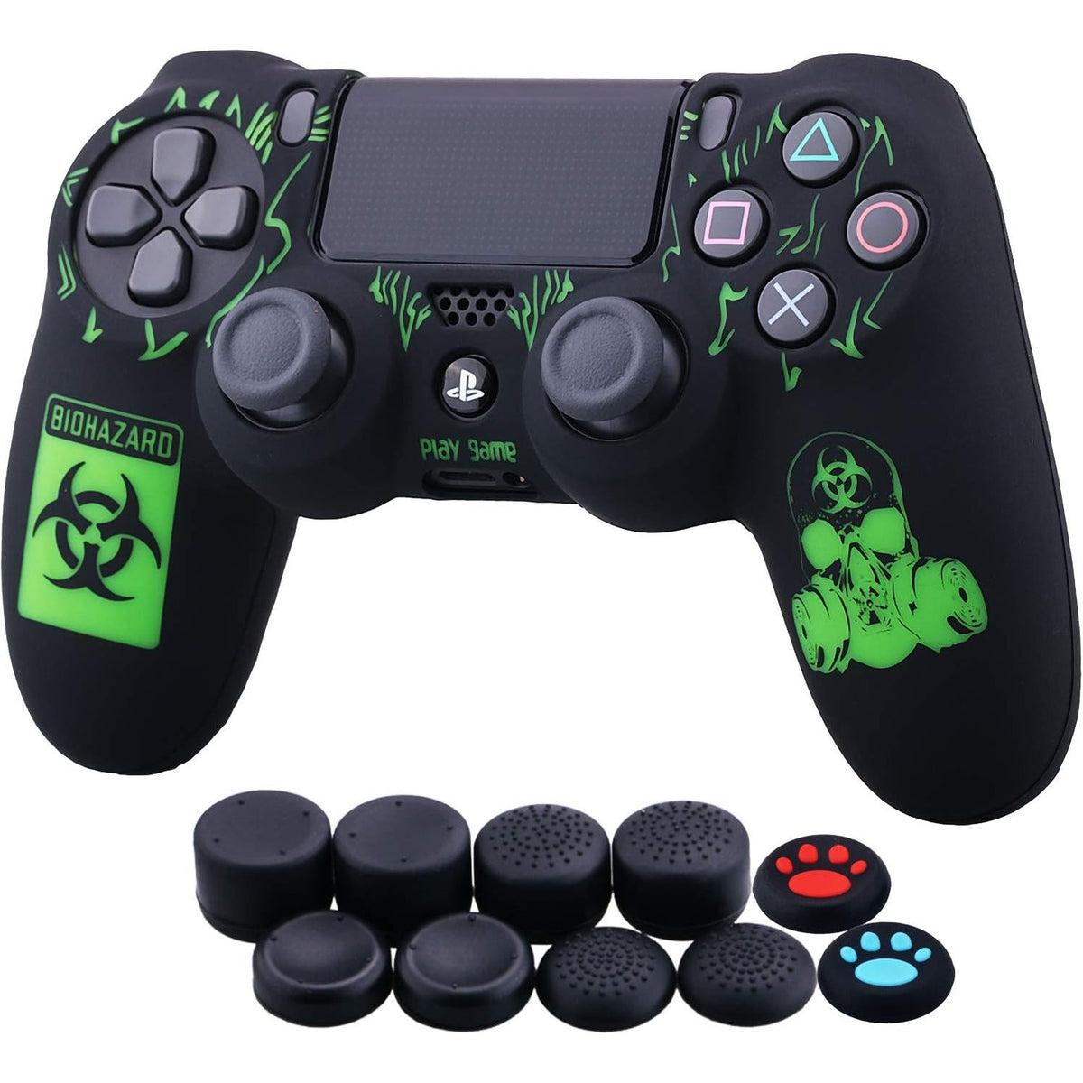 295296 - YORHA Mbështjellëse prej silikoni të gdhendur me lazer për kontrolluesin PS4/Slim/Pro Dualshock 4, përfshin aksesorë x 10