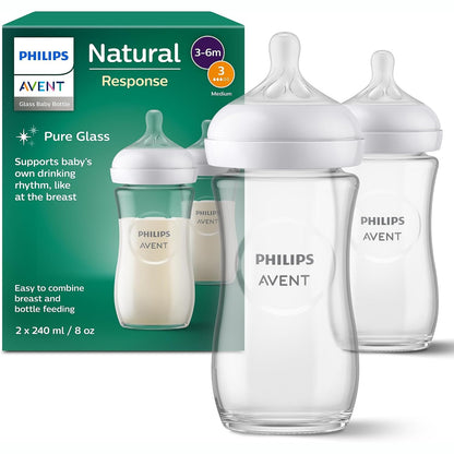 321721 - PHILIPS AVENT Shishe qelqi për foshnje Natural Response - 120 ml - Pa BPA - Për foshnje nga 0 muajsh (Modeli SCY930/01)