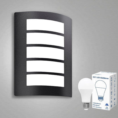 217983 - UNIKCST Set me 2 llamba muri për ambiente të jashtme E27 IP44, çelik inox mat, ABS, përfshirë 2 llamba LED 12W të bardha të ngrohta