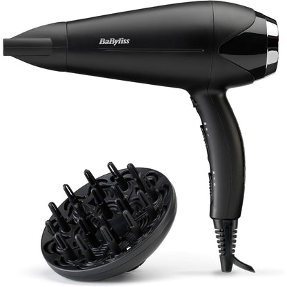 275204 - BABYLISS Tharëse flokësh Turbo Smooth, 2200W, Difuzor i gjerë, Teknologji jonike, 3 cilësime temperature, 2 cilësime shpejtësie, e zezë, D572DE