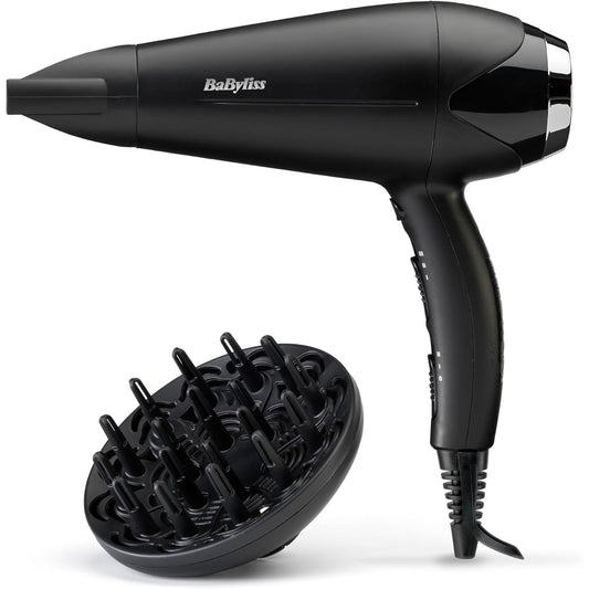 311402 - BABYLISS Tharëse flokësh Turbo Smooth 2200W, profesioniste, difuzues për flokë kaçurrela, funksion jonik, teknologji qeramike, e zezë, D572DE
