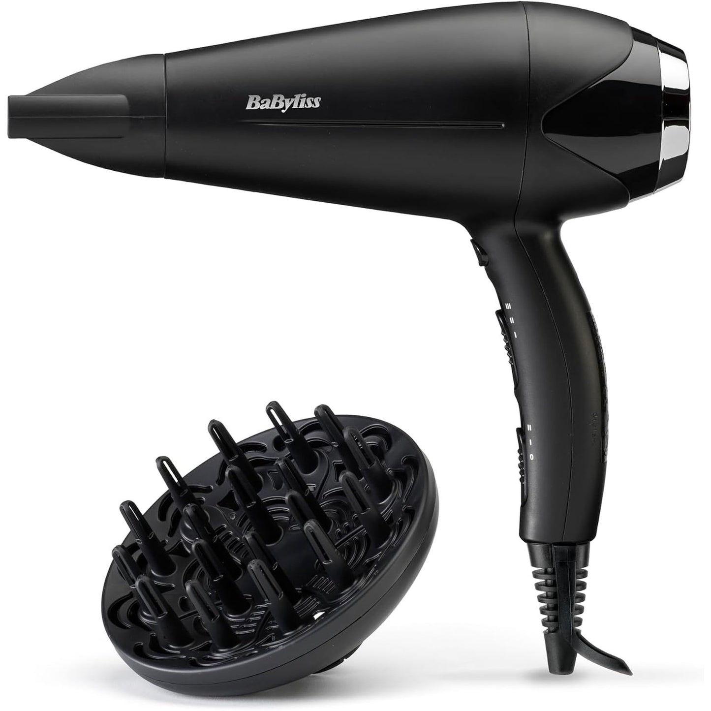 275205 - BABYLISS Tharëse flokësh Turbo Smooth, 2200W, Difuzor i gjerë, Teknologji jonike, 3 cilësime temperature, 2 cilësime shpejtësie, e zezë, D572DE