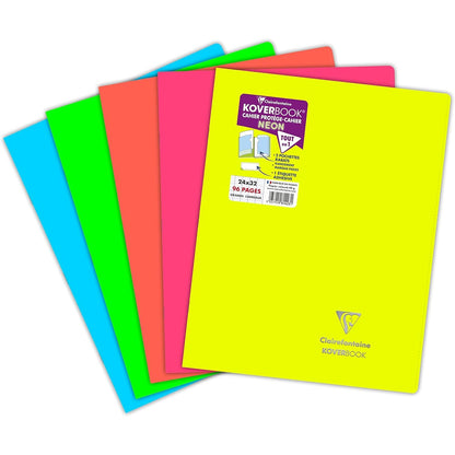 267464 - CLAIREFONTAINE 981423C Koverbook Fletore me Kapëse Neoni - 24x32 cm - 96 Faqe - 90 g Letër e Bardhë - Mbulesë Polipropileni Opake