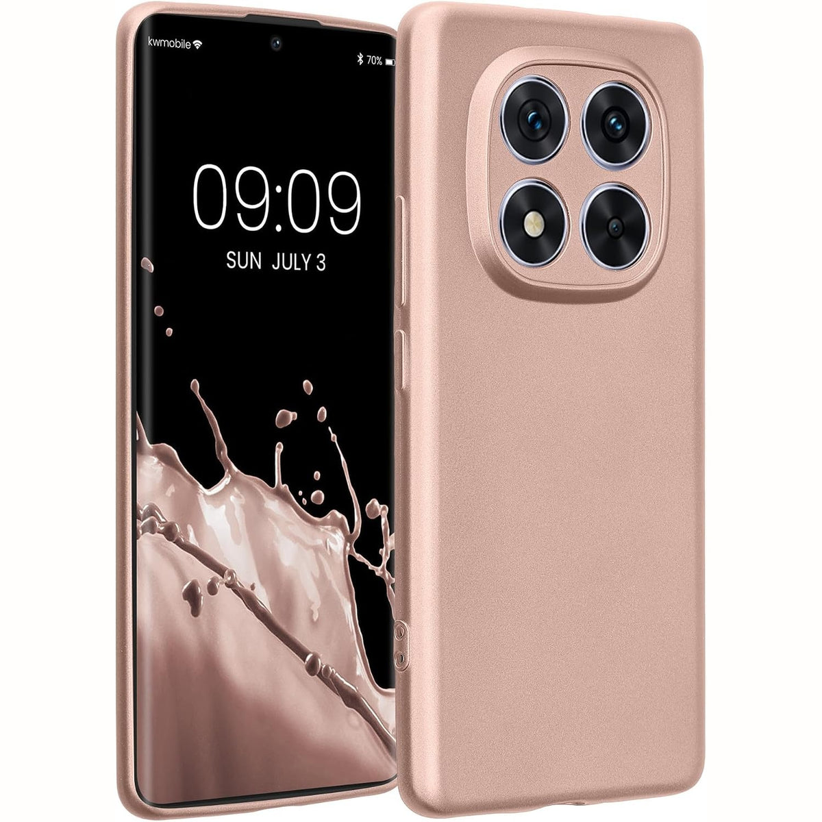 300193 - kwmobile Mbrojtëse e pajtueshme me Xiaomi Redmi Note 14 Pro 5G / Poco X7, Mbrojtëse Telefoni e Butë TPU, Rozë e Artë Metalike