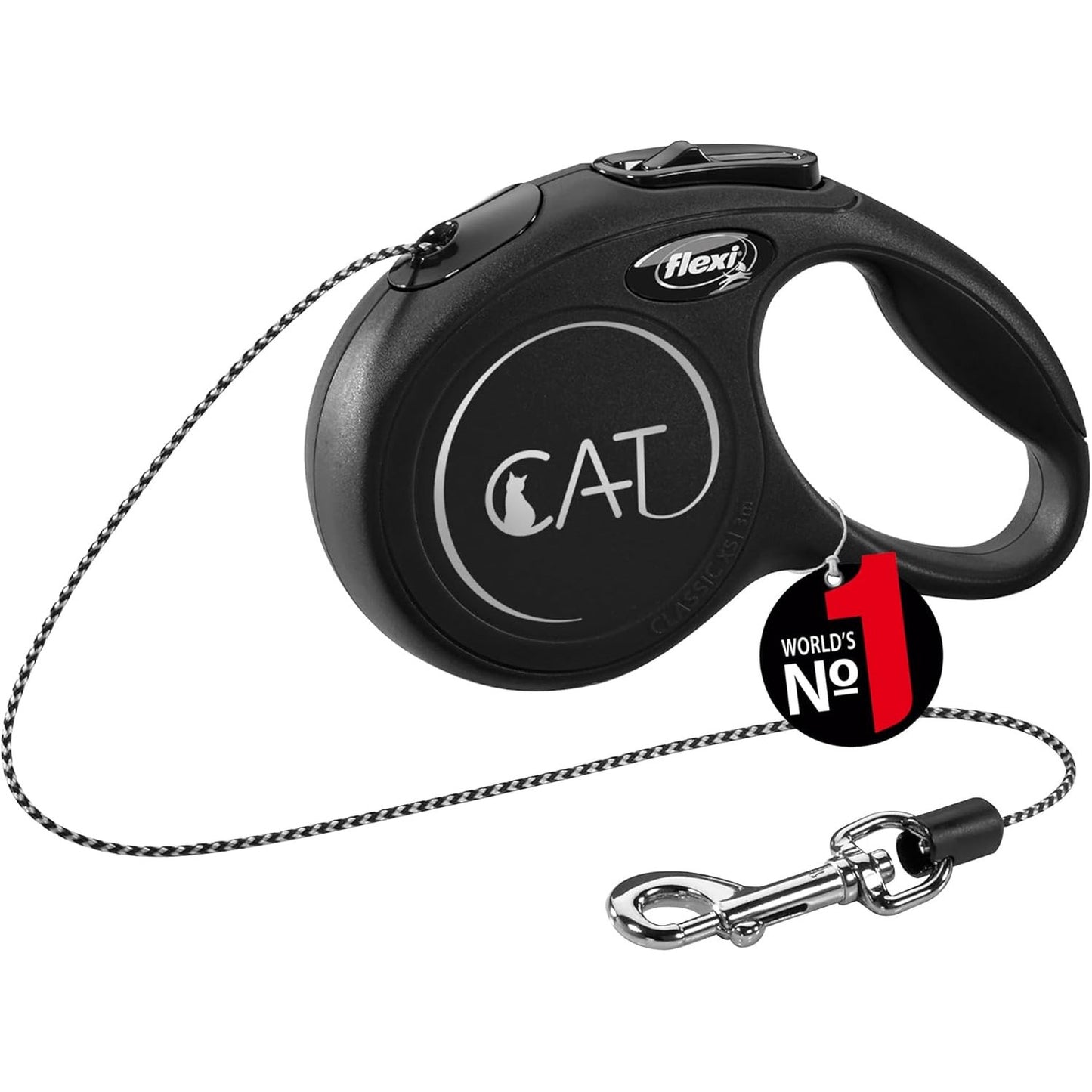 168871 - FLEXI® Litar zinxhir i tërheqshëm për mace, ngjyrë e zezë, gjatësi 3m, kapacitet 8kg