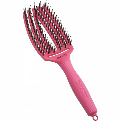 317470 - OLIVIA GARDEN Furçë për Fingerbrush Iconic - Mesatare - Rozë e Nxehtë - Furçë për Zbërthimin e Qimeve të Egra dhe Najlonit