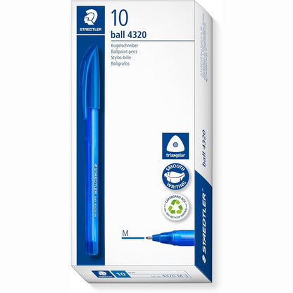 320718 - STAEDTLER Stilolaps trekëndësh, bojë blu, gjerësi vije M afërsisht 1.00 mm, 9 stilolapsa blu në një kuti kartoni