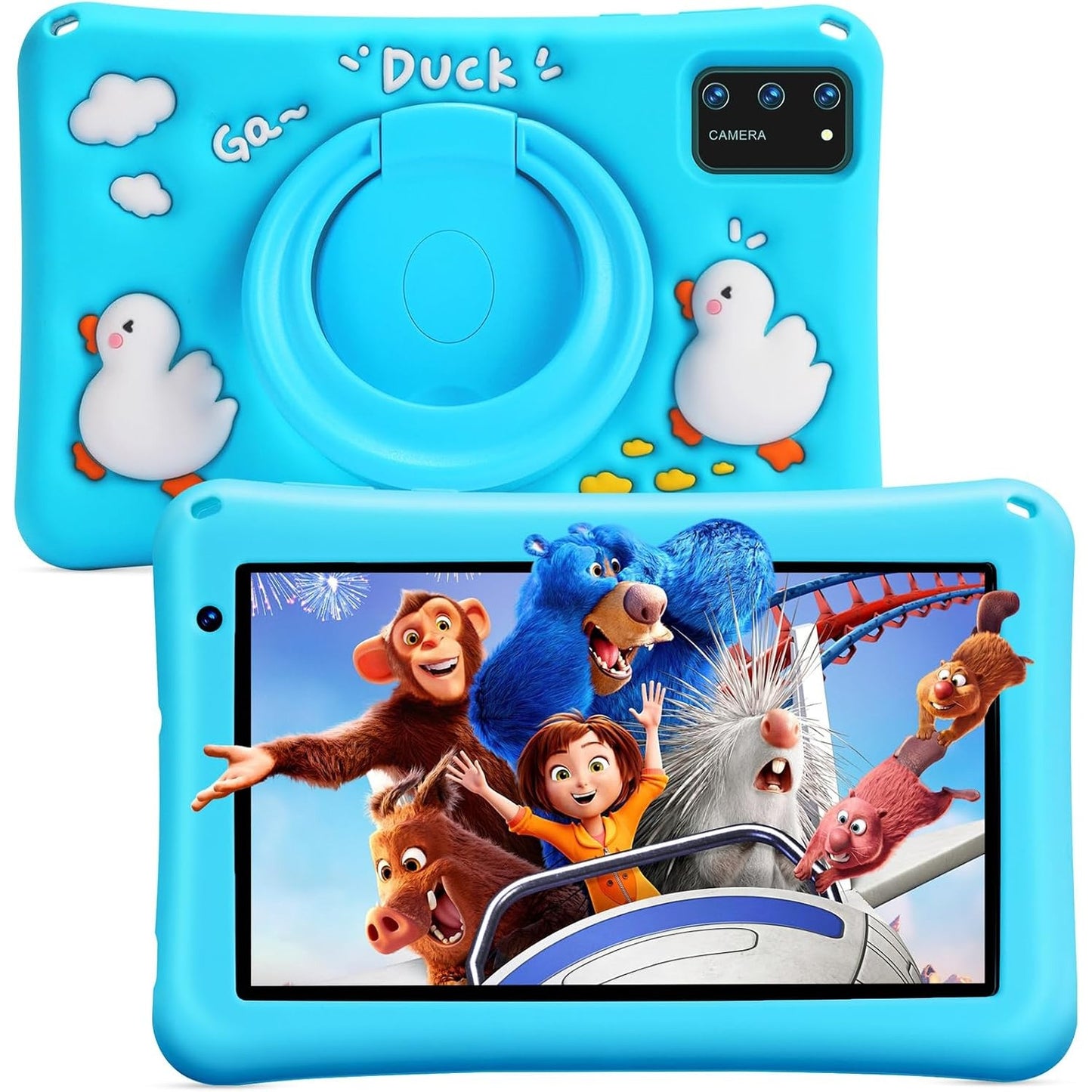 267981 - BISAIKASOW Tablet për Fëmijë 7 inç, Android 13, Octa-Core, 8GB+64GB, Bateri 5800mAh, Kamera e Dyfishtë 5+8MP, Kontroll Prindëror, Mbështjellës Silikoni Rezistente ndaj Goditjeve, I Certifikuar GMS, Aplikacione Edukative (Blu)