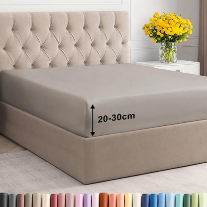 216208 - Çarçaf i montuar 140x200 cm për dyshekë deri në 30 cm të lartë, mikrofibër poliesteri, i çertifikuar Oeko-TEX