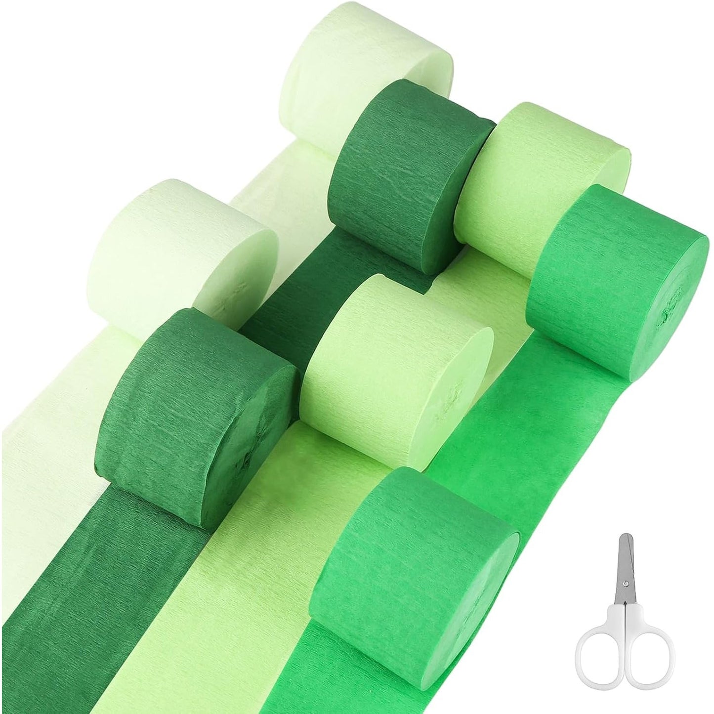 258281 - KAYQBONKE 8 bobina letre krep jeshile, 4.5cm x 25m, Letër krep lulesh, Rrotulla letre krep në 4 ngjyra