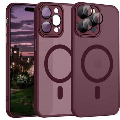 300113 - Mbështjellëse magnetike për iPhone 15 Pro, e lehtë dhe e hollë, rezistente ndaj gërvishtjeve, kundër zverdhjes, jo-rrëshqitëse, e kuqe e errët