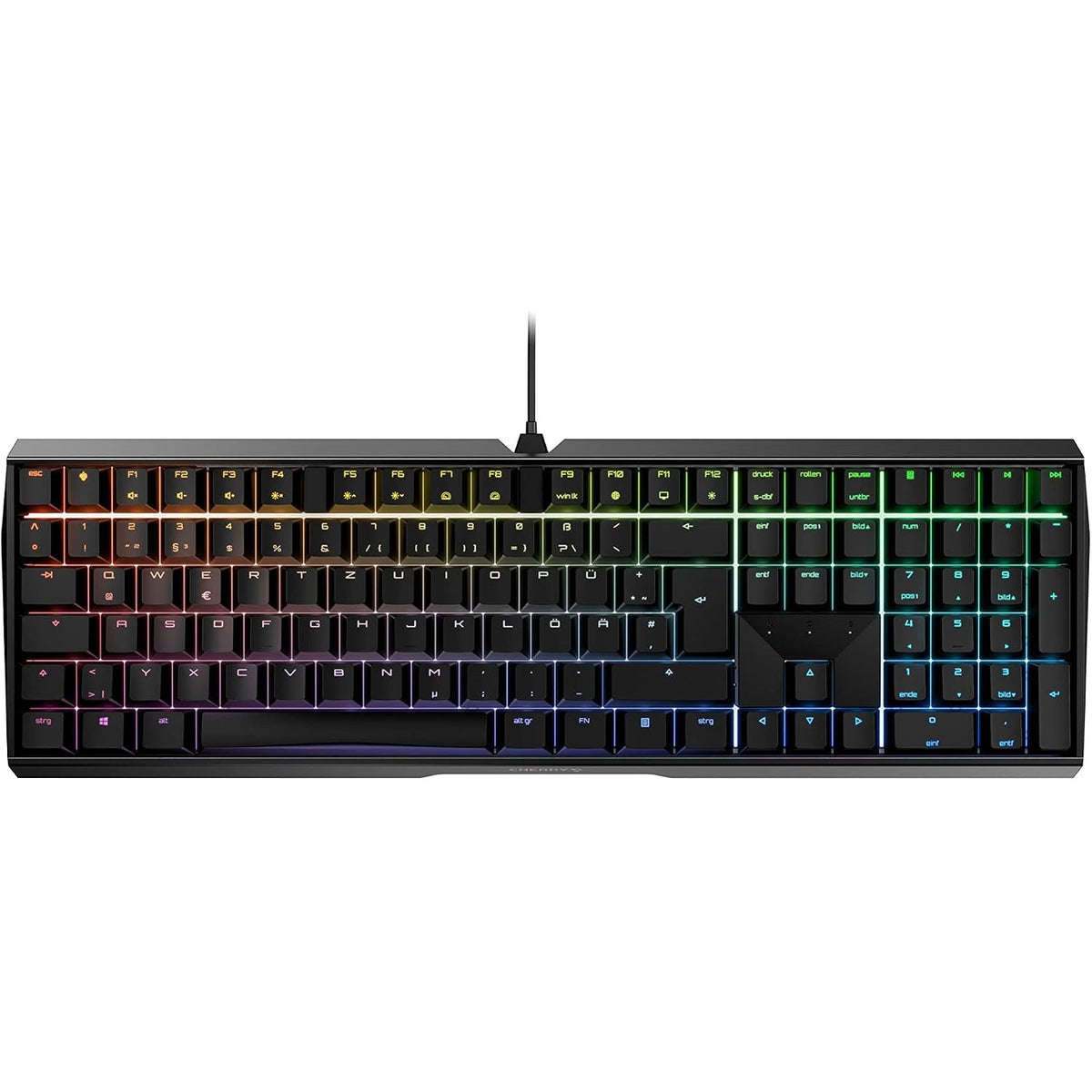 295073 - CHERRY MX Board 3.0 S, tastierë mekanike lojërash me tel, paraqitje gjermane QWERTZ, strehë alumini, ndriçim RGB, çelësa MX Silent RED - E zezë
