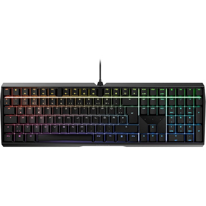 295073 - CHERRY MX Board 3.0 S, tastierë mekanike lojërash me tel, paraqitje gjermane QWERTZ, strehë alumini, ndriçim RGB, çelësa MX Silent RED - E zezë