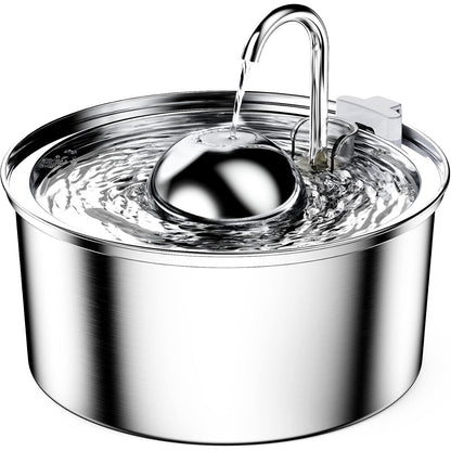 215734 - QIUOIO Shatërvan për pirje çeliku inox 3.2L për macet, shatërvan super i qetë, me shumë filtrim