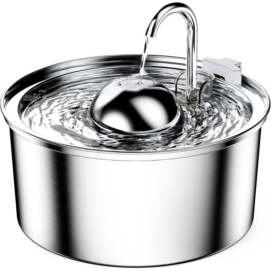215734 - QIUOIO Shatërvan për pirje çeliku inox 3.2L për macet, shatërvan super i qetë, me shumë filtrim