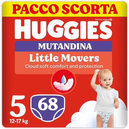 311300 - HUGGIES Mbathje Little Movers, 68 Pelena, Madhësia 5, 12-17 kg