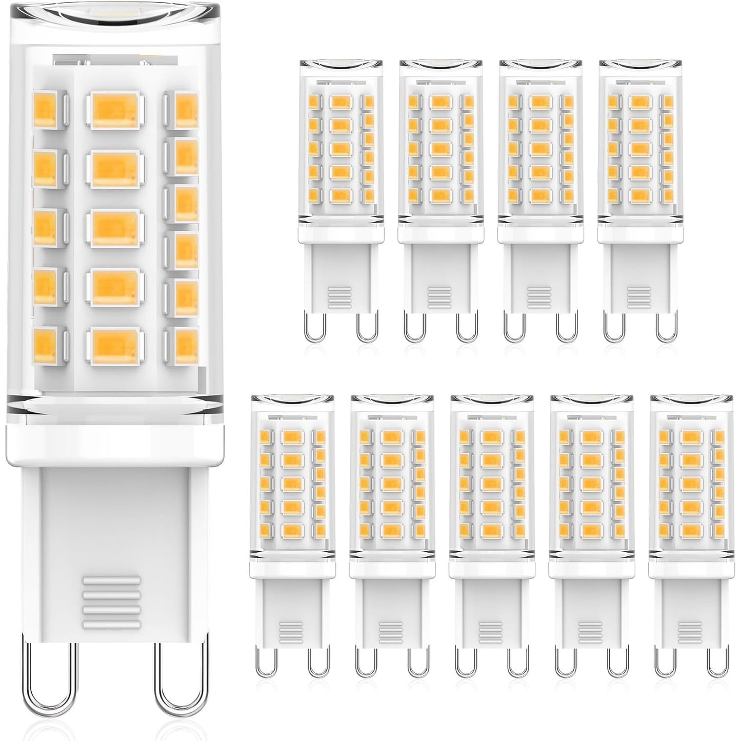197510 - CQTLED Llampë LED G9, E Bardhë e Ngrohtë 3000K, 3W (Ekuivalent 40-50W Halogjen), AC230V 520 Lumen, Pa Errësim, Pa Drithërim, Efikasitet Energjik, Pako me 10 copë