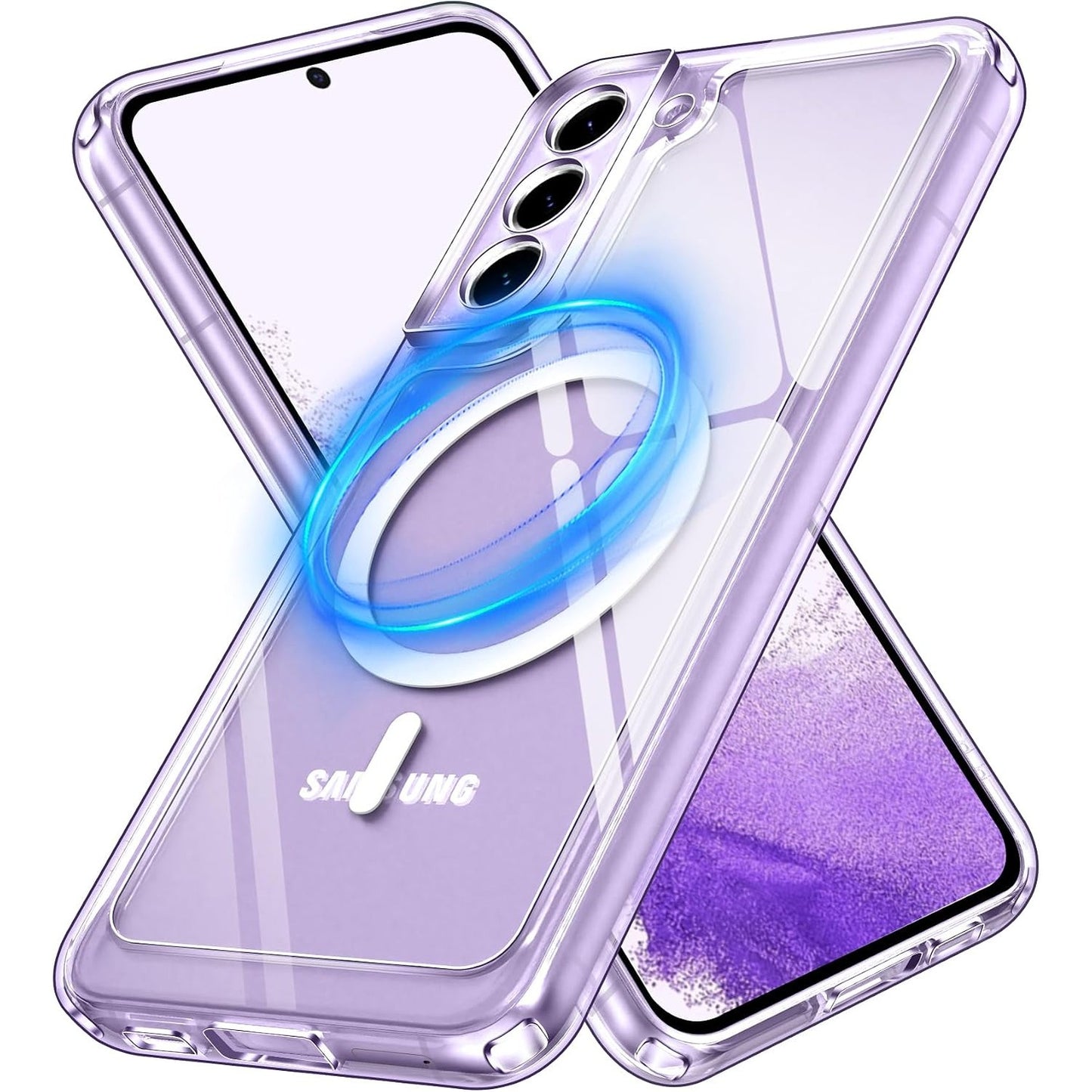 267478 - IVOLER - Mbulesë magnetike transparente për Samsung Galaxy S22 5G, e pajtueshme me MagSafe, rezistente ndaj goditjeve, mbulesë e hollë transparente për PC