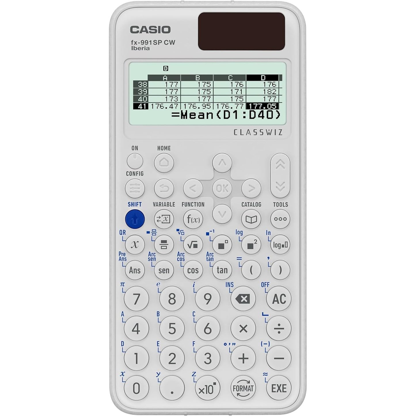 268241 - Casio Kalkulator FX-991SP CW - Shkencor, 5 Gjuhë, 560 Funksione, Energji Diellore, E Bardhë