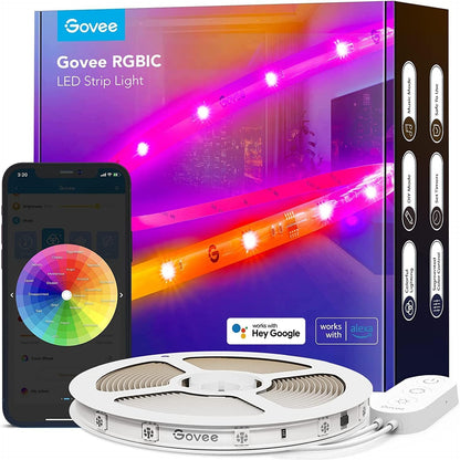 184512 - GOVEE Shiriti LED RGBIC Pro 5m, Intelligent, i sinkronizuar me muzikë, Kompatibil me Alexa dhe Google Assistant, Kontroll me aplikacion, Përshtatje të Ngjyrës, për Shtëpi