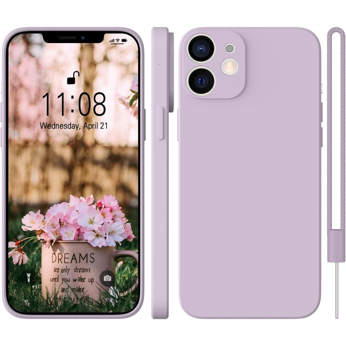 274599 - WXX Mbulesë silikoni për iPhone 11, e hollë me mikrofibër, Mbrotëse ndaj gërvishtjeve, 6.1 inç, vjollcë mat