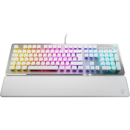 295068 - TURTLE BEACH Vulcan II, Tastierë për Lojëra PC, Çelësa Mekanikë Titan II, Çelësa të Personalizueshëm me Ndriçim RGB, Mbështetëse Kyçe e Lëvizshme, E Bardhë