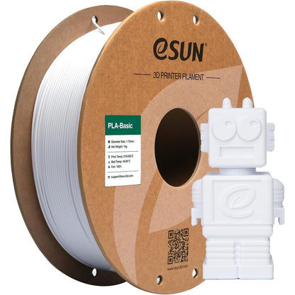 274051 - eSUN Filament PLA 1.75 mm, saktësi dimensionale +/- 0.05 mm, 1KG (2.2 LBS) Filament PLA i shpejtë me bobinë për printera 3D, i bardhë i ftohtë