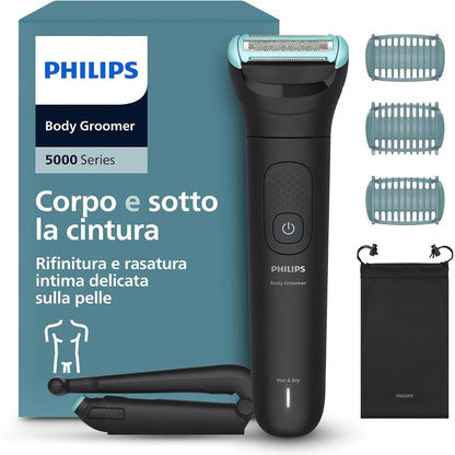 315506 - PHILIPS Pastrues trupi Series 5000, Makinë prerëse për meshkuj, mbrojtje të trefishtë, 100% rezistent ndaj ujit, jetëgjatësi baterie 100 minuta, model BG5480/15