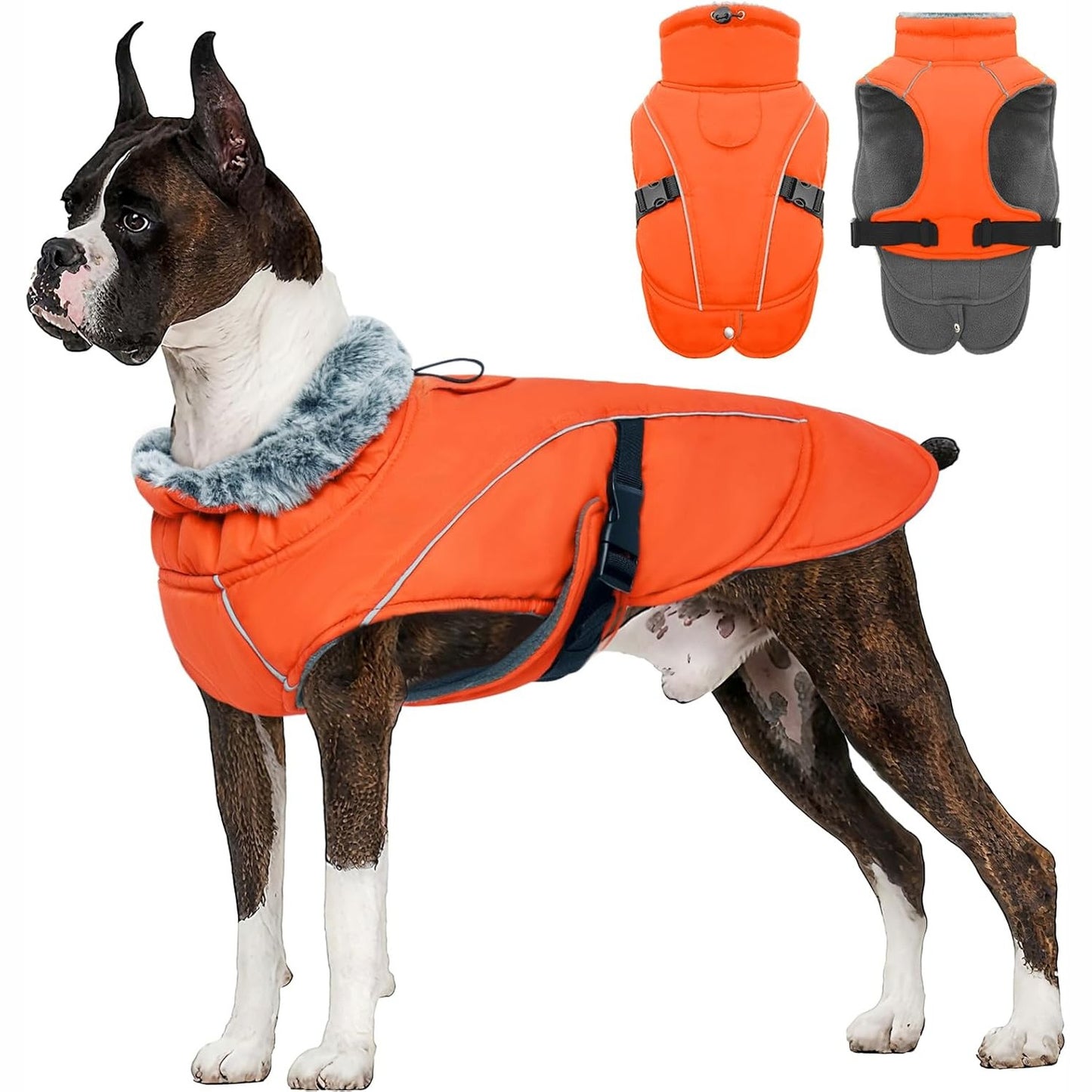 183809 - PUPPYKING Xhakete Leje-Dimri për Qen, Pelush Reflektues, e Papërshkueshme nga Uji, për Qen të Vegjël, të Mesëm dhe të Madh, Ngjyra e Zezë, 3XL