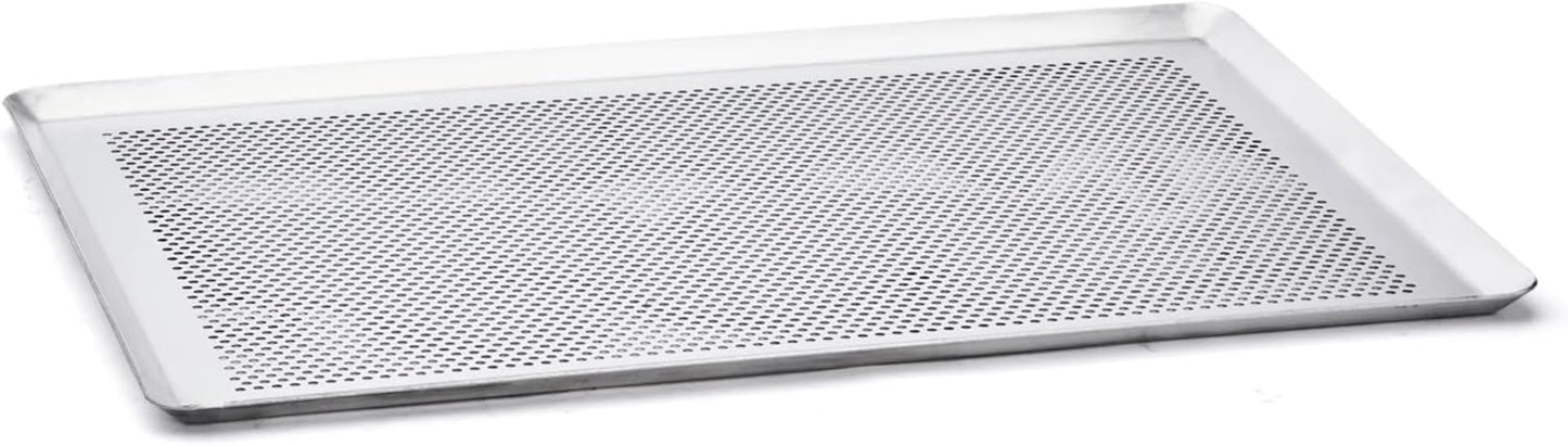 228313 - DE BUYER - Tepsi alumini e perforuar me skaje të shtypura - 40 x 30 cm, Argjend