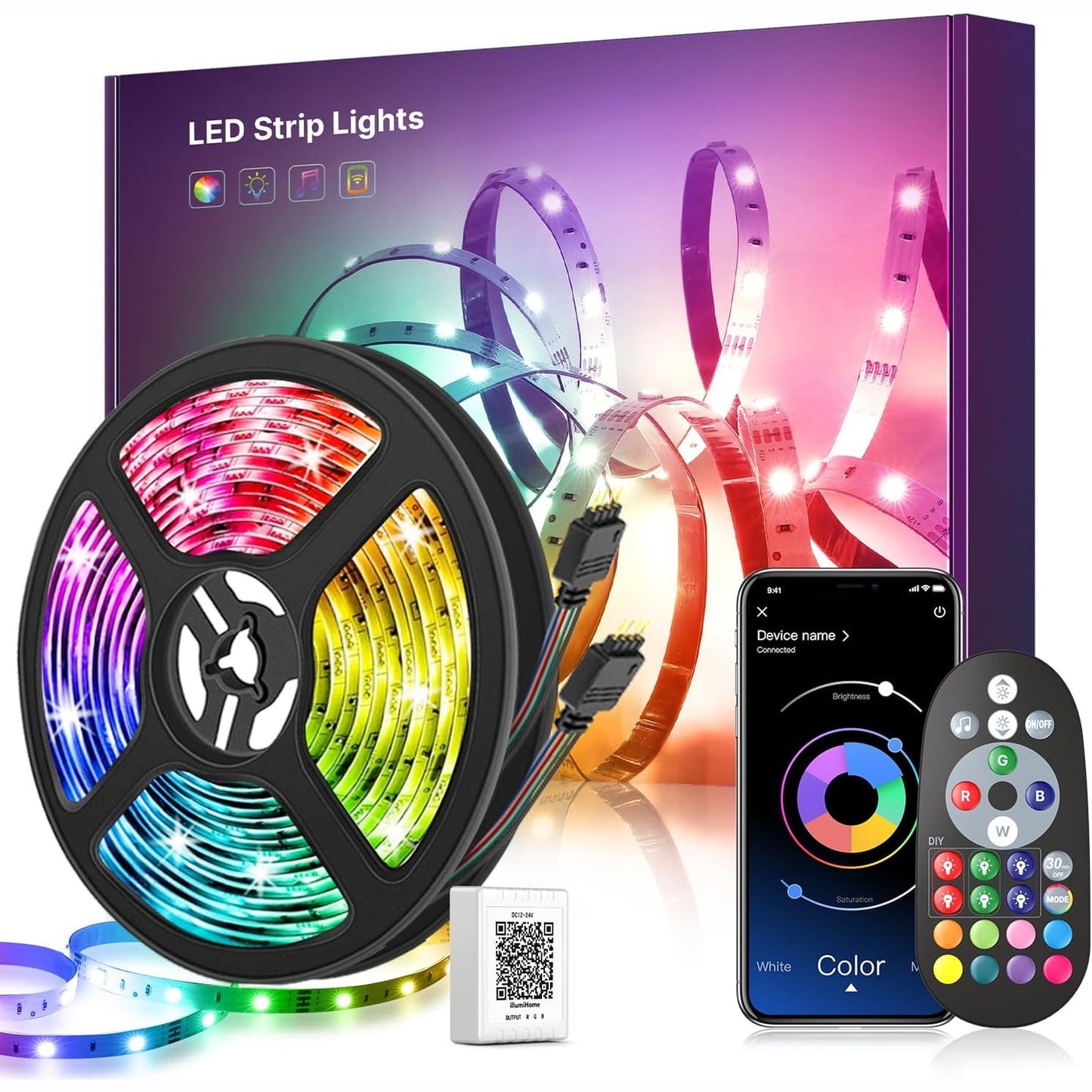 257905 - Shirit LED 30m, Bluetooth RGB, Me Kontroll Aplikacioni dhe Telekomandë, Sinkronizim Muzike