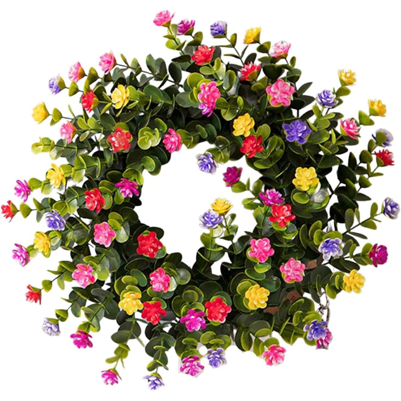 258059 - Kurorë me Eukalipt, Kurora Pranvere-Vere për Derën e Përparme, Kurorë Artificiale 30 cm për Dekor Dhomash, Shtëpi Fshatare, Dasma, Shtëpi, Dritare, Mur, Oxhak