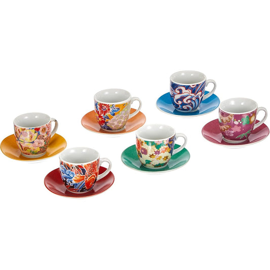 136254 - EXCELSA - Set prej 6 Filxhanëve Kafeje KIMONO me Pjata, Materiali: Porcelan, Multicolor