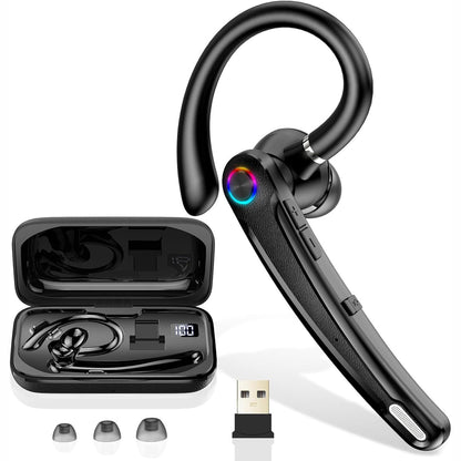 268545 - Kufje Bluetooth V5.4, Telefon pa tel me mikrofon të dyfishtë CVC 8.0/ENC, APTX, Heshtje, lidhje dy pajisjesh, 115 orë, Përshtatës USB, Kufje pa duar me kuti karikimi