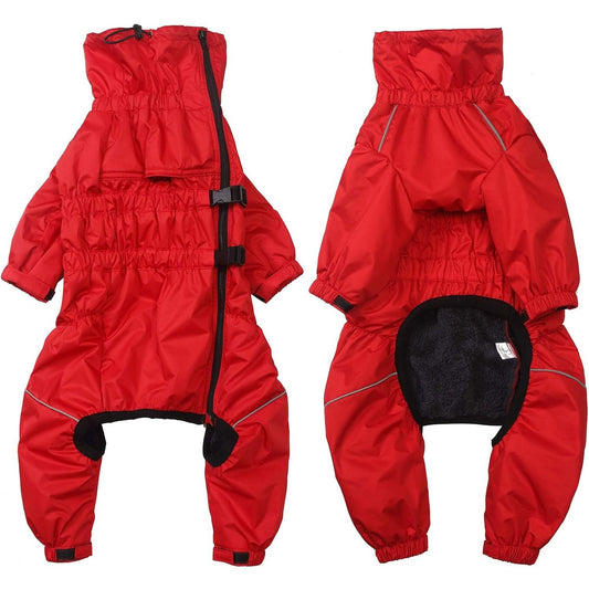 231282 - BABEPET Xhaketë Dimërore për Qen, i papërshkueshëm nga uji, me rreshtim leshi, reflektues, për qen të vegjël dhe të mesëm, i kuq, madhësi S