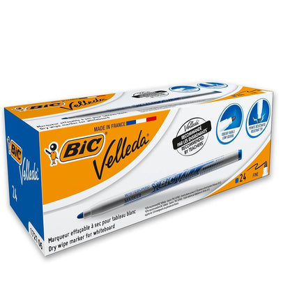 268968 - BIC Velleda 1721 - Shënues për tabelë të bardhë me fshirje të thatë dhe majë konike të hollë - Blu, kuti me 24 copë