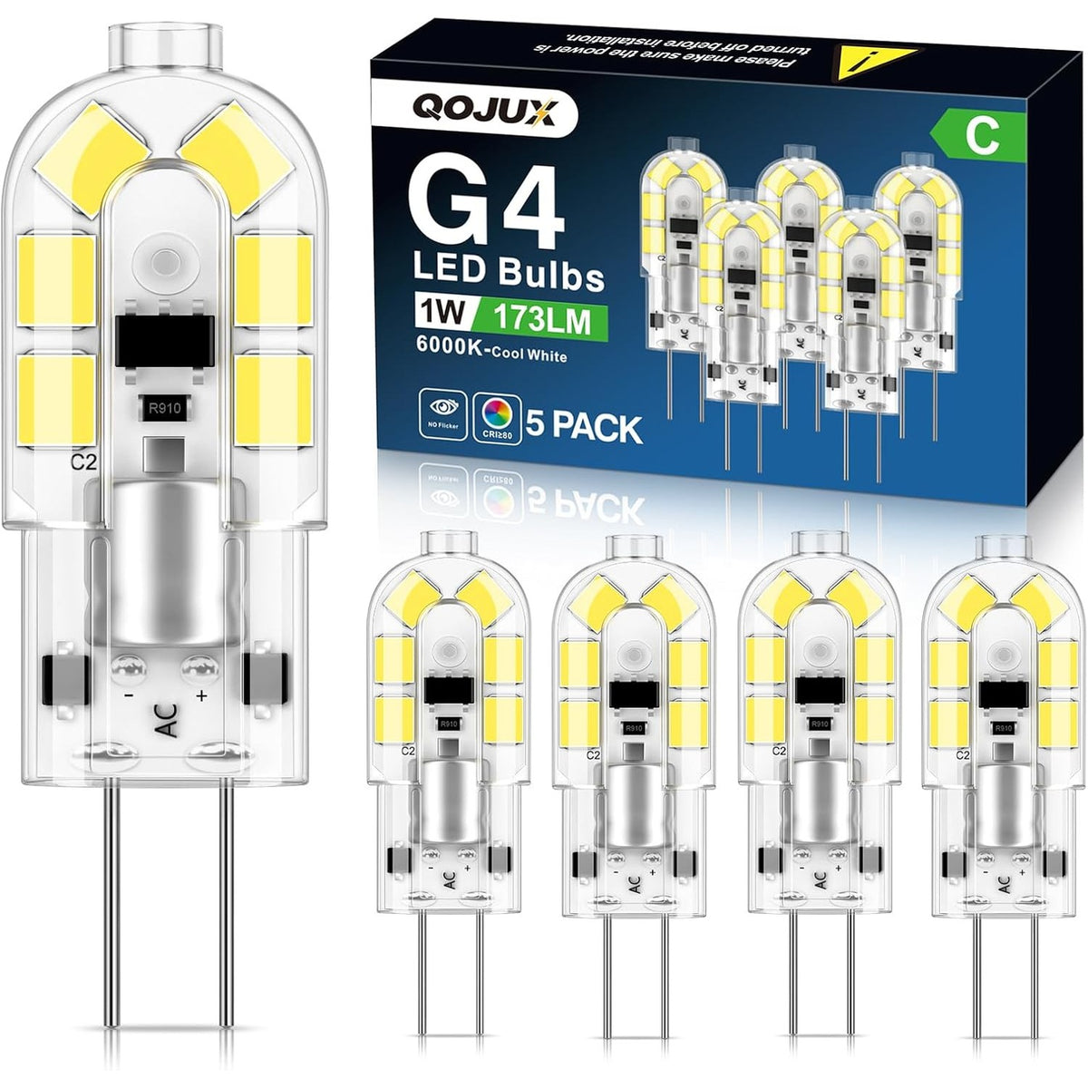 234618 - QOJUX Llampa LED G4, 1W 173LM, Klasa C, Zëvendësim për llamba ...