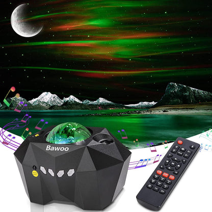 255965 - Bawoo. Projektor LED me Qiell me Yje, Projektor Aurora, Llambë Nate me Telekomandë/Bluetooth/Lexues Muzike/Kohëmatës