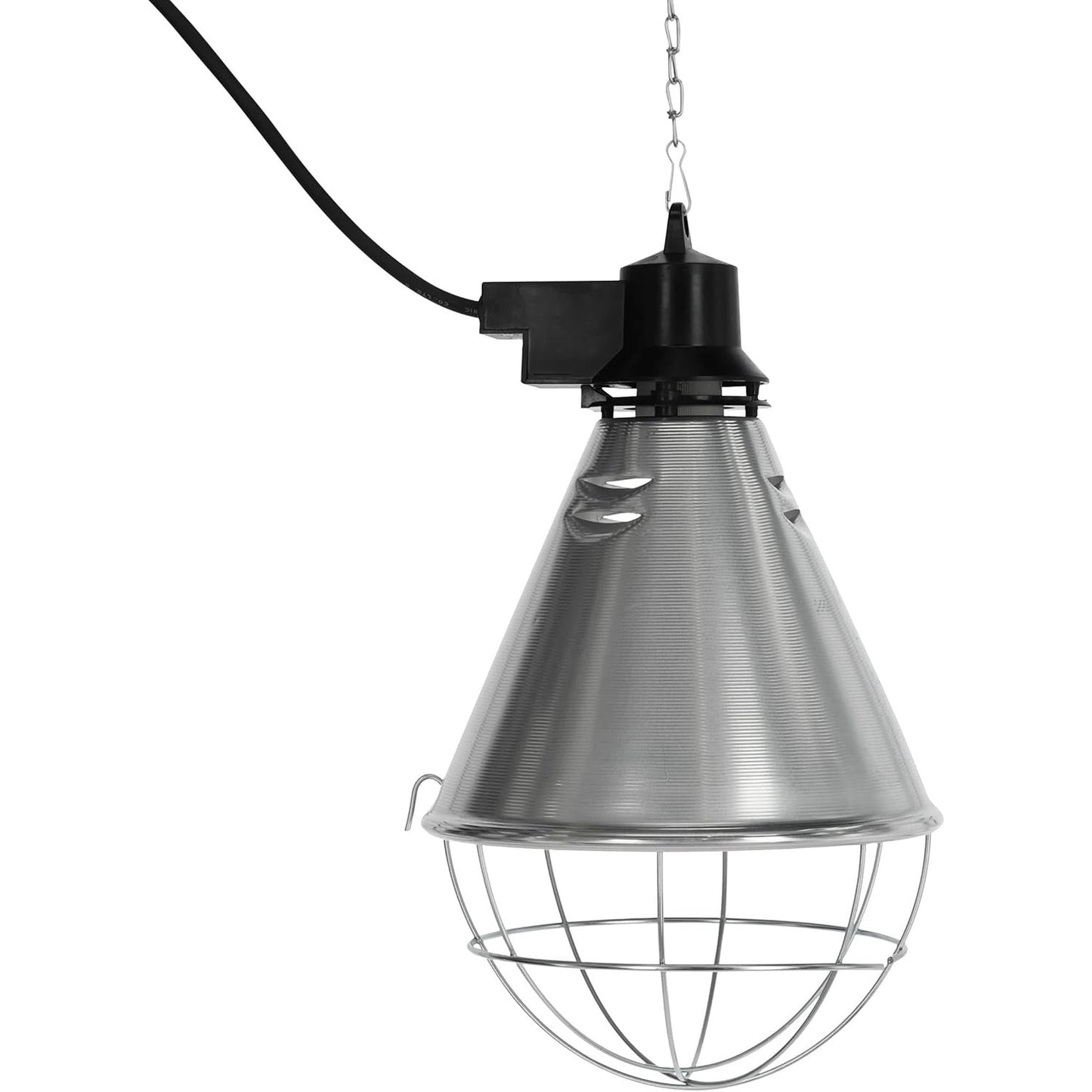 209690 - KERBL Llambë Ngrohëse me Infra të Kuqe për Derrkuca/Zogj të Vogël, pa llambë, Tendë Alumini 21cm, Kabllo 5.0m, Kapacitet Ngarkese 20kg, me Vrima Ventilimi, Modeli 22318, Ngjyra Argjend