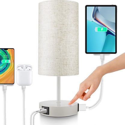 215401 - WONDLUMI Llambë nate me errësim dhe funksion karikimi USB, llambë tavoline moderne E27, përfshirë llambë LED të bardhë të ngrohtë 6W.