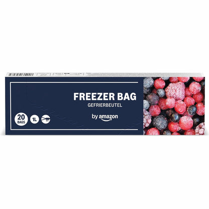 319241 - Amazon Qese ngrirëse me zinxhir, transparente, blu, 1 litër, 20 copë, 1 pako