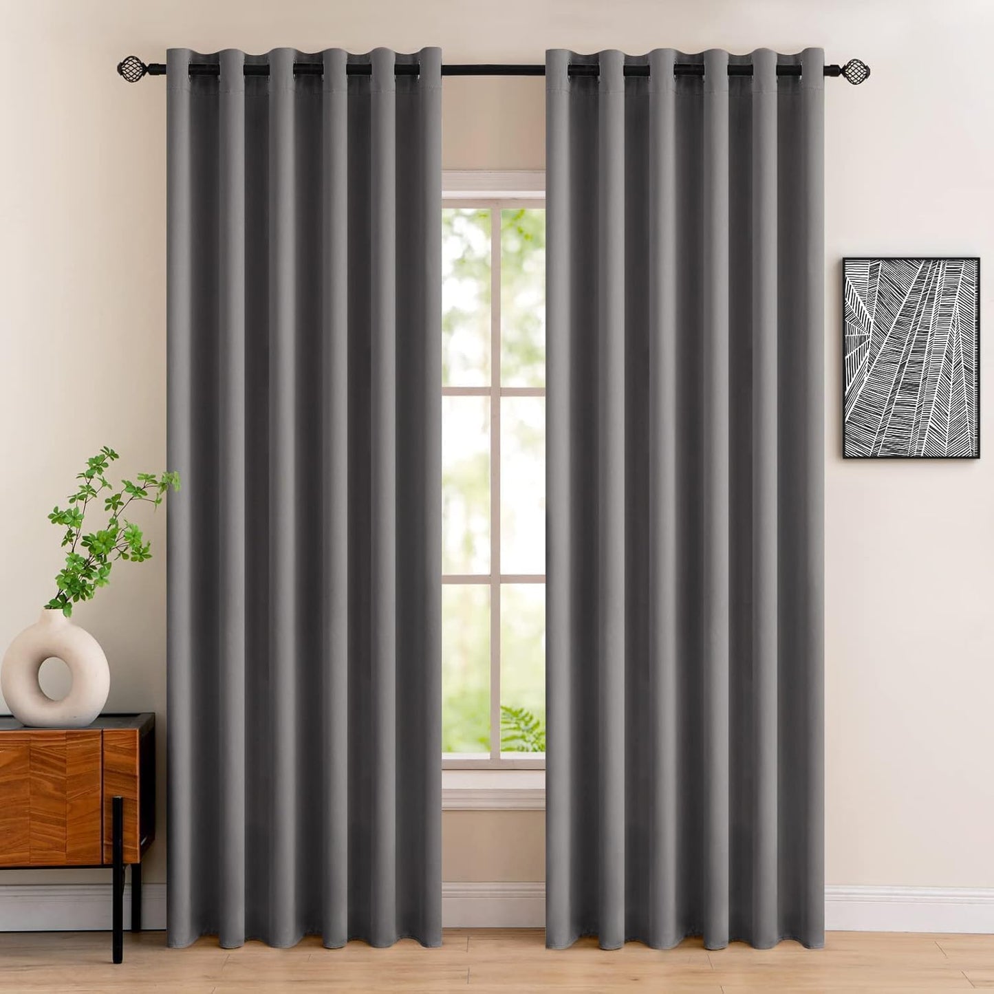 245433 - MIULEE Perde të Zeza, 200 cm të Gjera, Set prej 2, Perde Termike Bezhë, 200x260