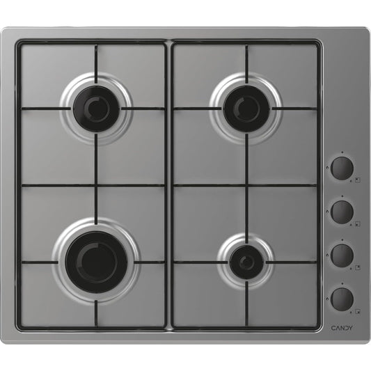 144329 - CANDY Sobë Gaznjësuese CHW6LBX, 4 Flakë, E Integruar, Tiganë Metalikë, Valve Sigurie, 59.5x51x8 cm, Material Çelik Inox