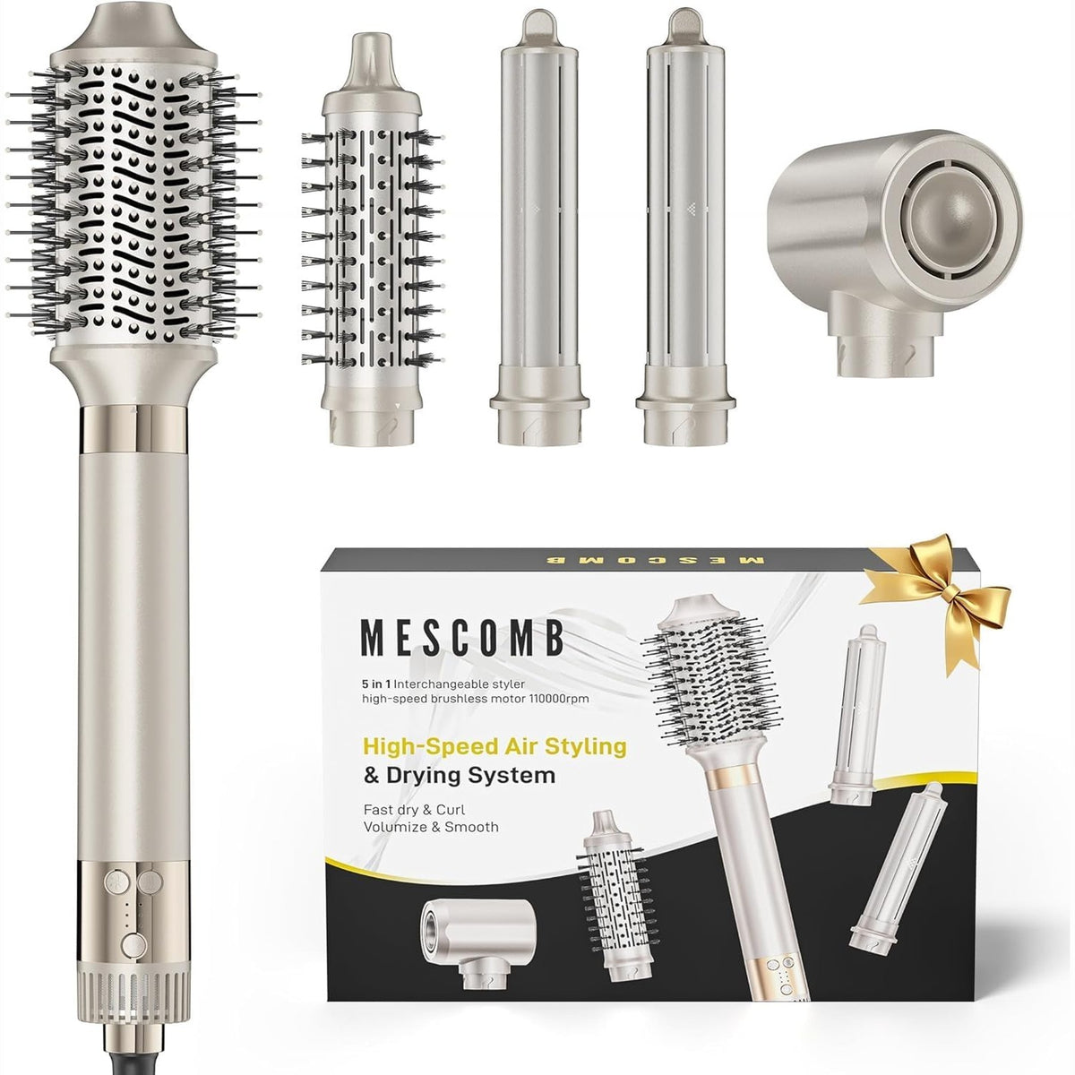 320968 - MESCOMB Furçë tharëse flokësh Air Styler 5 në 1 për volum dhe flokë kaçurrela të drejta